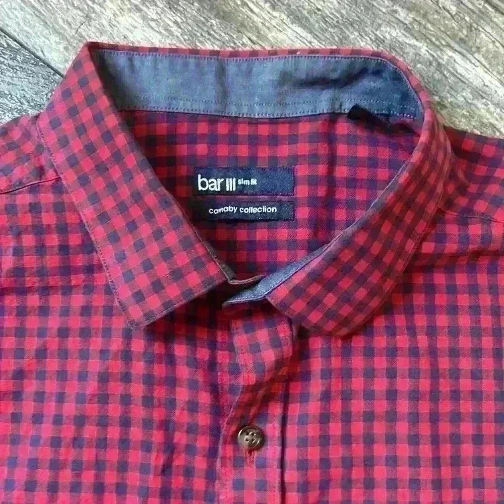Bar III Red And Blue Checked Slim Fit Shirt - Picture 2 of 4
